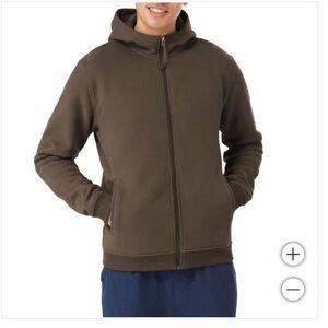 Kirkland Signature Men's Brown Zip Up Sweater Hoodie